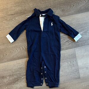 Ralph Lauren Dark Blue Kids Bodysuit with White Accents